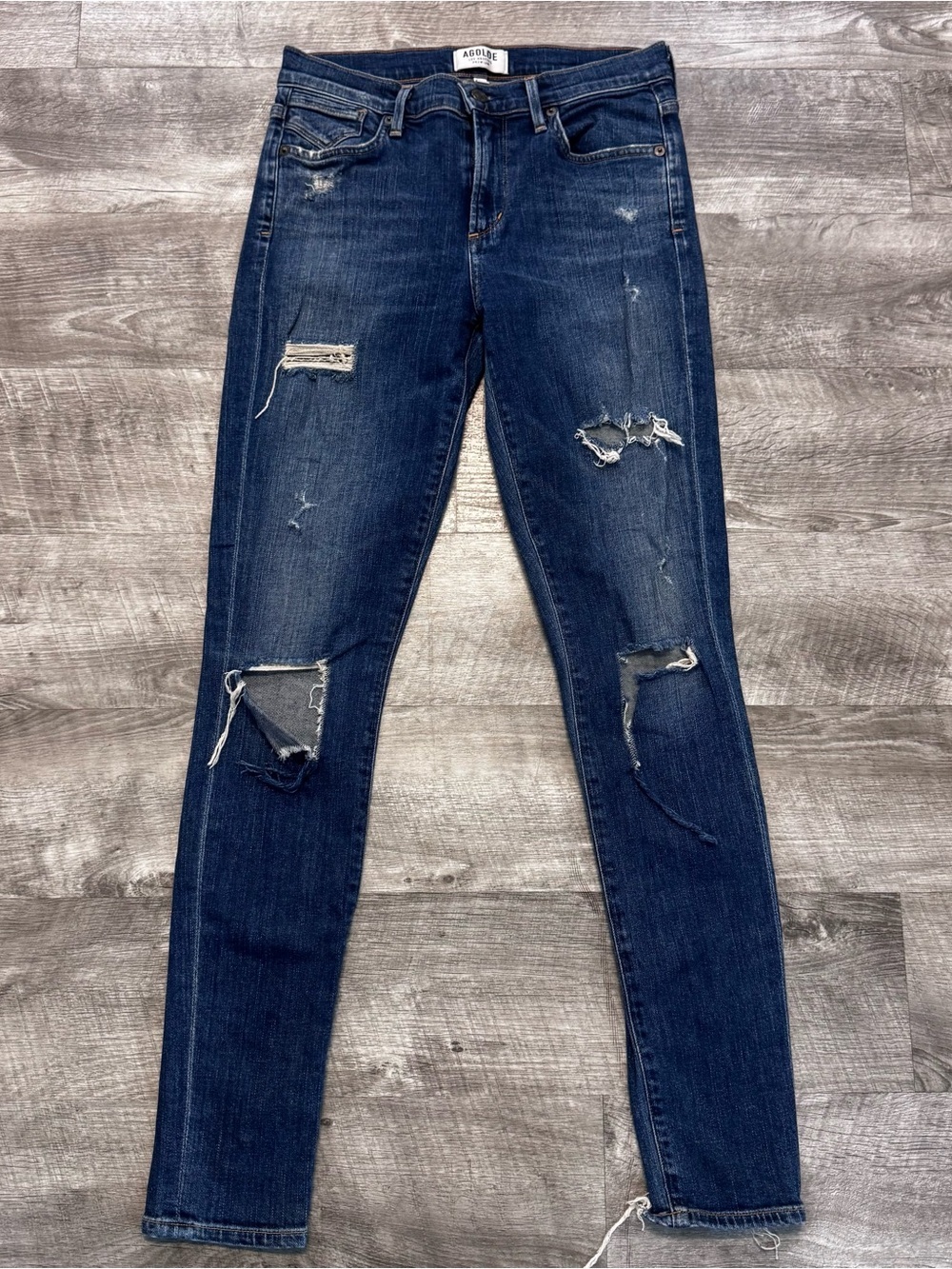 Agolde Sophie High Rise Skinny Distressed Medium Wash Denim Jeans Womens Sz. 26